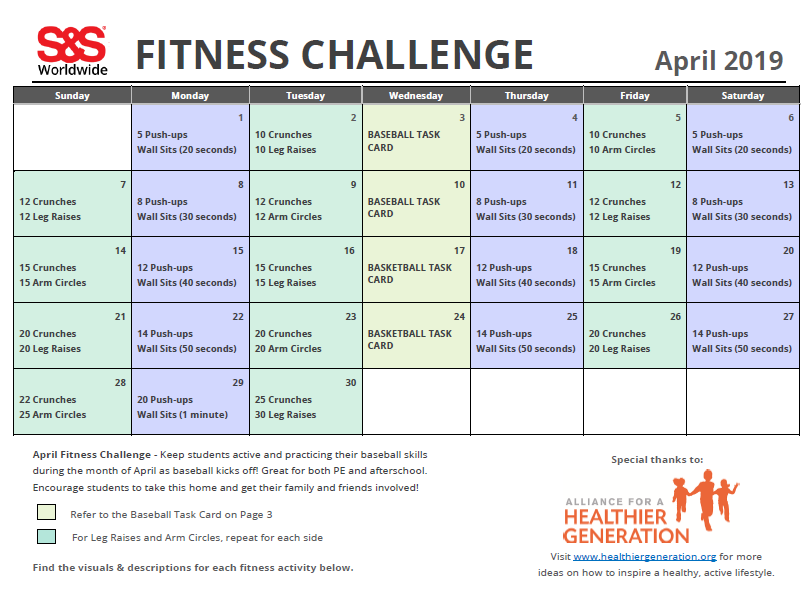 April Fitness Calendar